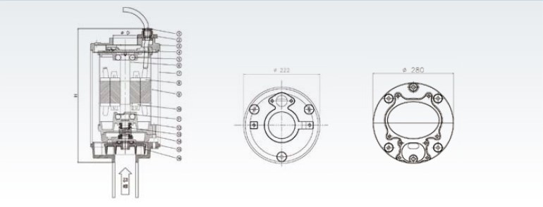 인라인 펌프 치수도